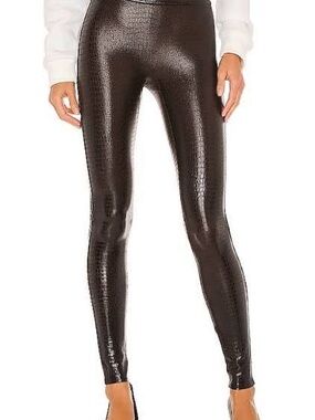 Spanx Faux Croc High-Waist Leggings - Brown